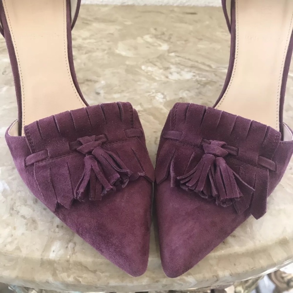 J.CREW Elsie Suede d’Orsay Pumps Fringe Heels 7 - Picture 3 of 6